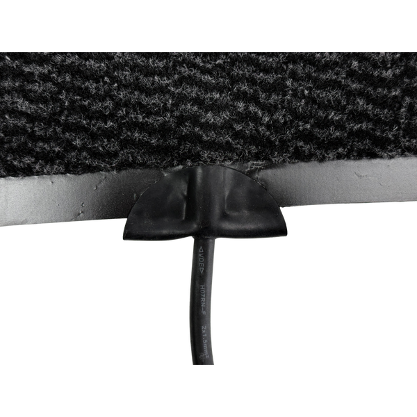 Detailansicht einer Heizmatte mit Kabelanschluss