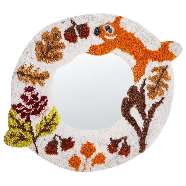 Runder Spiegel mit Waldmotiven und Tierdesign