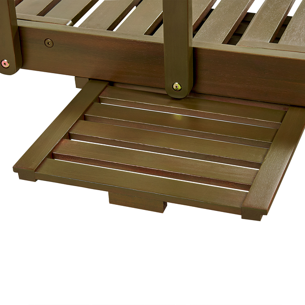 Gartenliege Akazienholz dunkelbraun Auflage rot rollbar AMANTEA