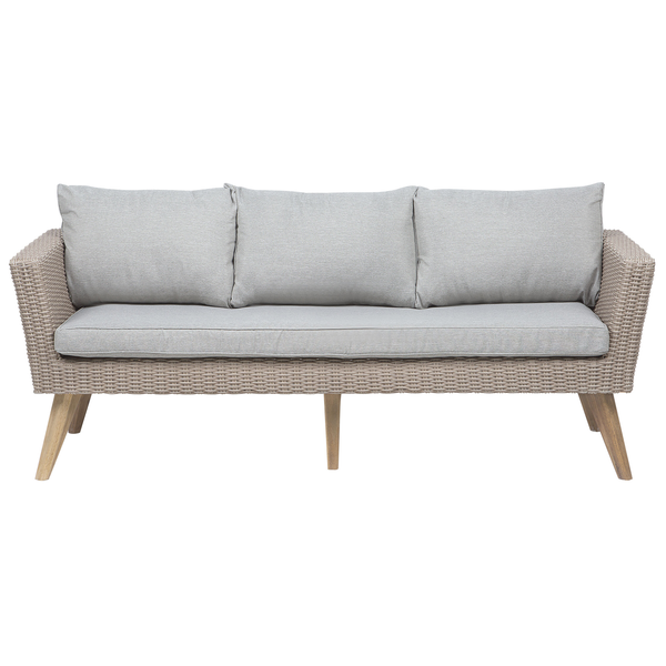 Lounge Set mit Tisch 5-Sitzer VITTORIA Polyrattan Grau