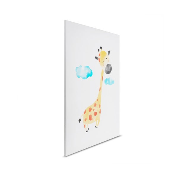 Leinwandbild mit einer Giraffe und Wolken