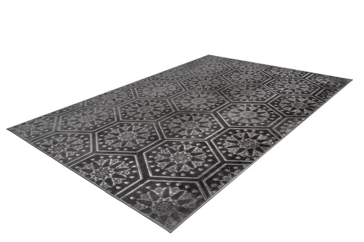 Kurzflor Teppich Blissique Anthrazit Modern, Klassisch 80 x 150 cm