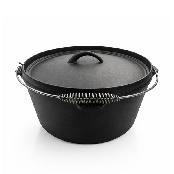 Schwarzer Dutch Oven mit Deckel und Metallgriff