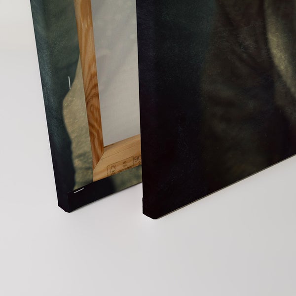 Nahaufnahme einer Leinwand mit Holzrahmen