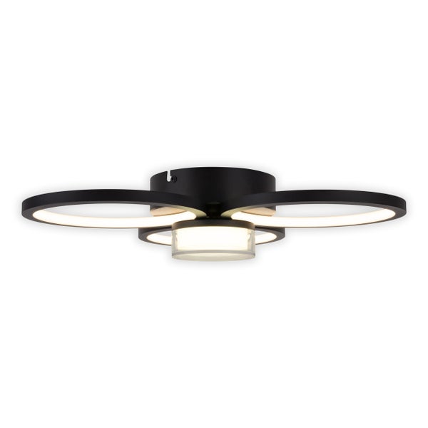LED Deckenleuchte CIMO aus schwarzem Metall und Kunststoff, Ø ca. 43,6 cm, dimmbar per Wandschalter