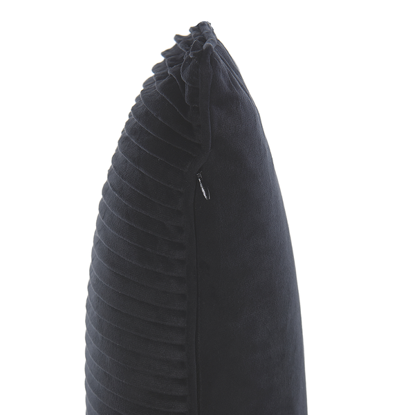 Dekokissen 2er Set GUDARI Samtstoff 30 x 50 cm Schwarz Streifenmuster