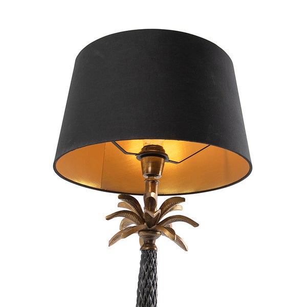 Art Deco Tischlampe Bronze mit schwarzem Schirm 35 cm - Areka