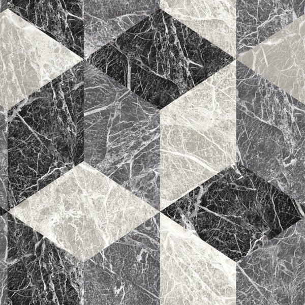 Origin Wallcoverings Tapete 3D Marmor Motiv Schwarz und Grau - 53 cm x 10.05 m - 347318
