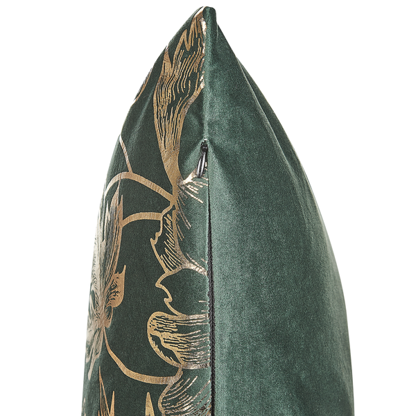Dekokissen 2er Set DAFFODIL Samtstoff 45 x 45 cm Smaragdgrün Blumenmuster
