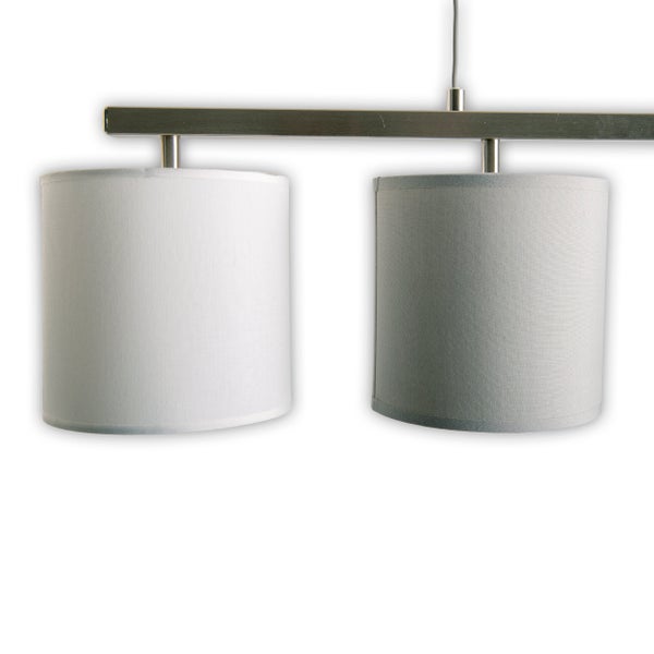 4er Pendelleuchte TILDE, klassische Pendellampe aus Metall und Textil in Grau und Weiß, mit E27-Fassung, höhenverstellbar, 86 cm lang, ideal als Esszimmerleuchte