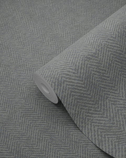 Origin Wallcoverings Tapete Fischgrätmuster Blaugrau - 53 cm x 10.05 m - 347667