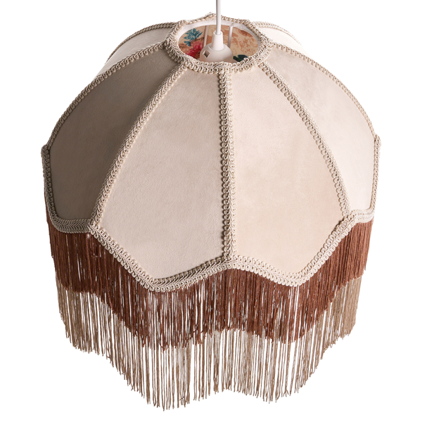 Pendelleuchte mit Textilschirm und Fransen