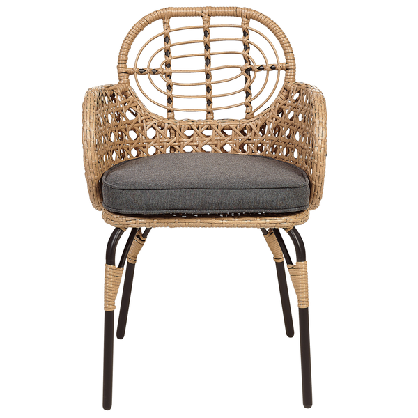 Rattan Stuhl mit grauer Sitzauflage