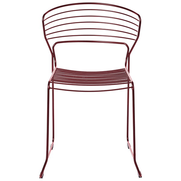 Metallstuhl mit horizontalen Streben in Sitzfläche und Rückenlehne