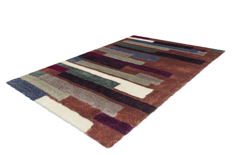 Hochflor-Teppich mit modernem geometrischem Blockmuster