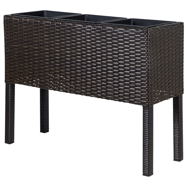 Blumentopf mit Beinen CARAGANA Polyrattan 77 cm Dunkelbraun