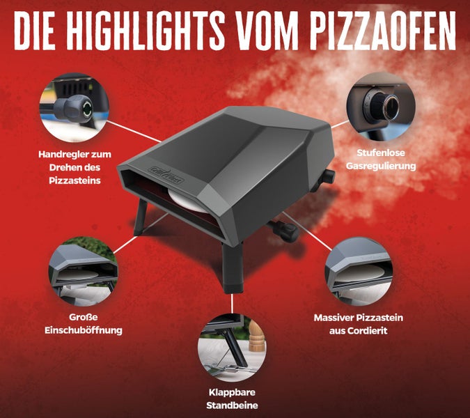 Grillfürst Gas Pizzaofen 305 - mit drehbarem Pizzastein