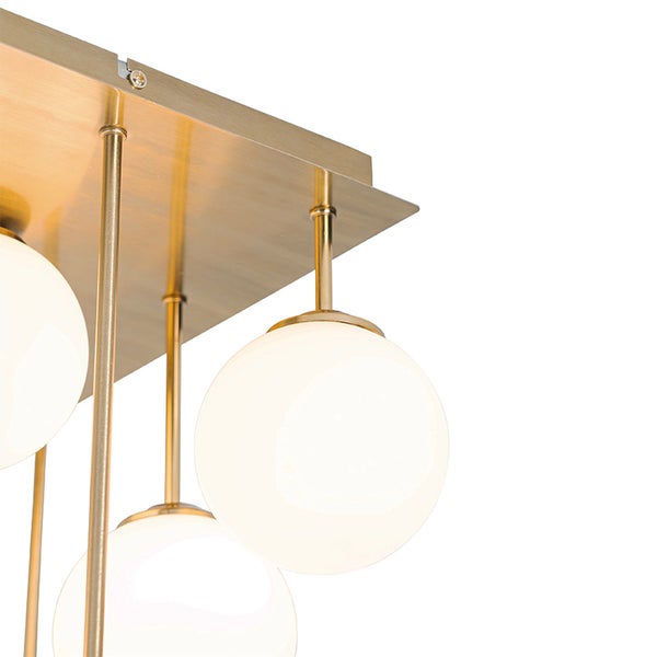 Moderne Deckenleuchte Gold mit Opalglas 9 Lichter - Athens
