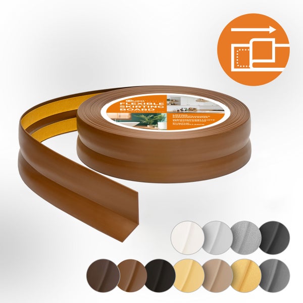 Quest Weichsockelleiste Selbstklebend 18 x 18 mm, PVC, Flexibel, Braun, 5 Meter