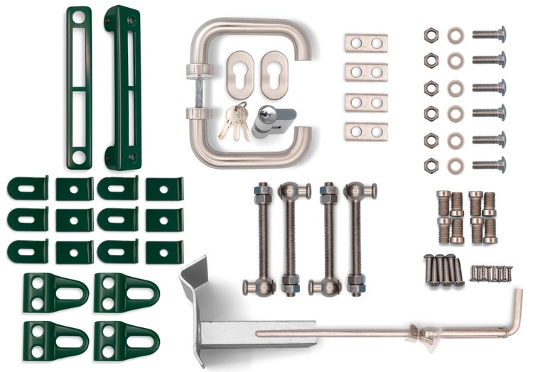 Gartentürbeschlagset mit Griff, Schloss, Riegel und Befestigungsmaterial