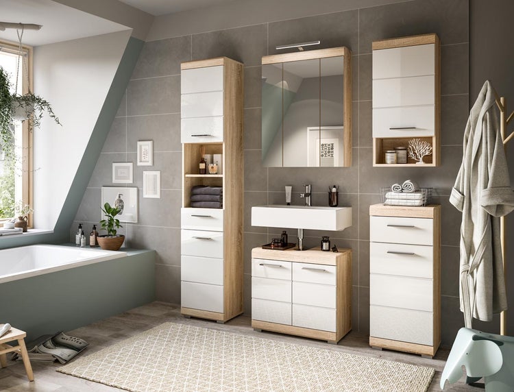 Xonox.home Spiegelschrank Lambada 60 x 18 x 79 cm eiche hell 3-türig