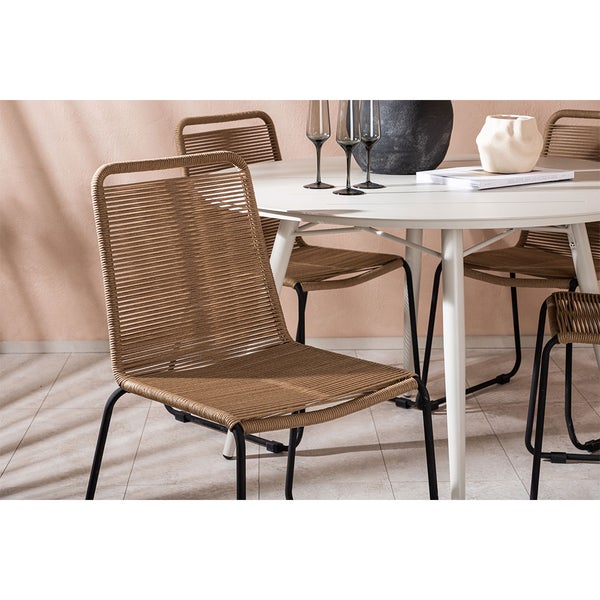 LinaLindos Gartenset 1 Esstisch, 4 Stühle beige. 120 X 120 X 74 cm