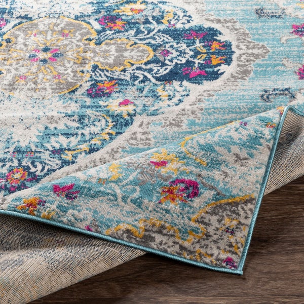 Runder Vintage-Orientalischer Teppich Mehrfarbig/Blau ∅ 160 cm ROMY
