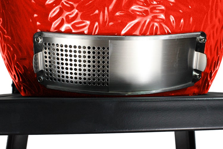 Kamado SE-22TR Grill mit Trolley Rot 56 cm Grilldurchmesser BBQ Keramik Holzkohlegrill Grill mit Holzkohle