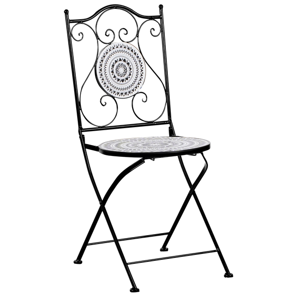 Klappstuhl mit Mosaikmuster für den Garten