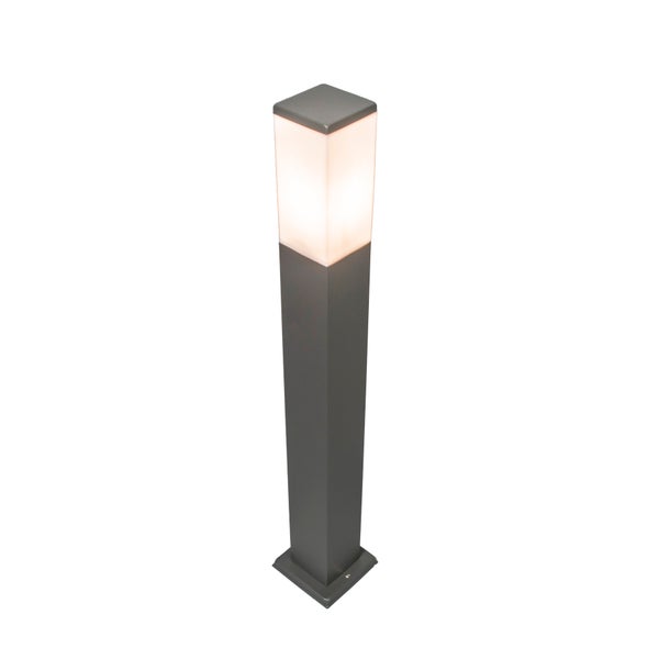 Moderner Außenlaternenpfahl dunkelgrau mit Opal 80 cm IP44 - Malios