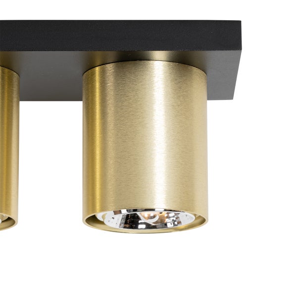 Moderner Deckenstrahler schwarz mit Gold 4-flammig – Tubo