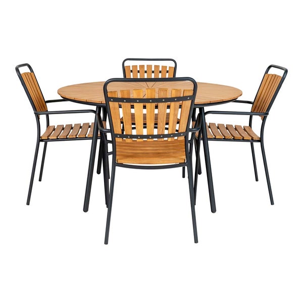 Cleveland Gartentisch Ø130cm Teak,schwarz. 130 X 130 X 74 cm