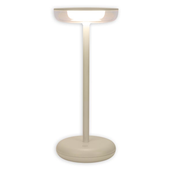 Akku-Tischleuchte PASI für Außen und Innen, aus Metall und Kunststoff in Beige, dimmbar, mit Touch- und Memory-Funktion, ca. 26 cm hoch