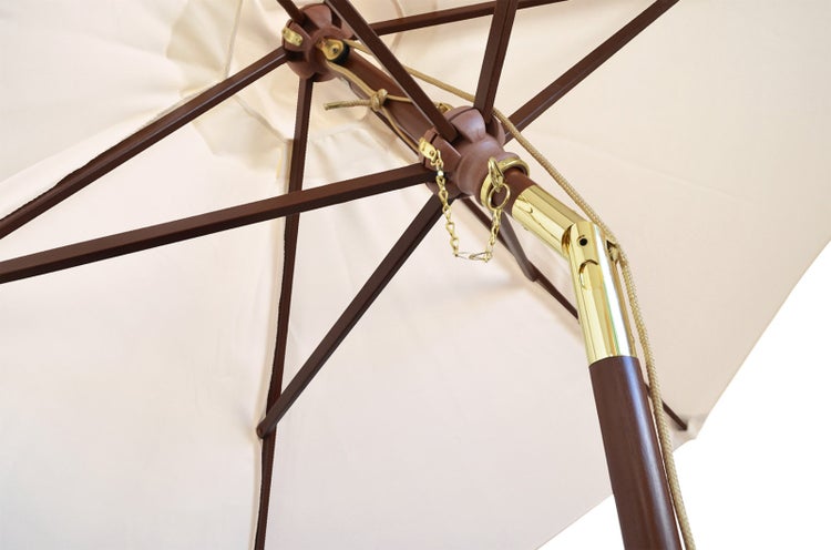 Sonnenschirm 240 cm weiß naturweiß ecru creme beige kippbar Windauslass UV-Schutz 50