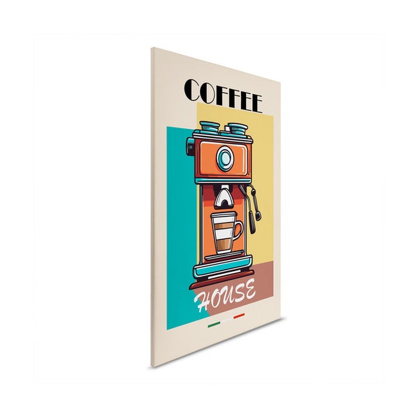 Dekorative Leinwand mit Kaffeemaschinenmotiv für die Wandgestaltung
