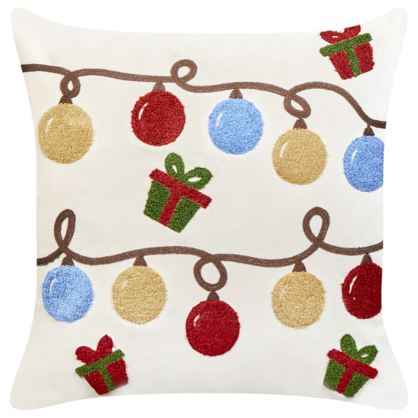 Dekokissen 2er Set PALMIER Samtstoff 45 x 45 cm Cremeweiß Weihnachtsmotiv