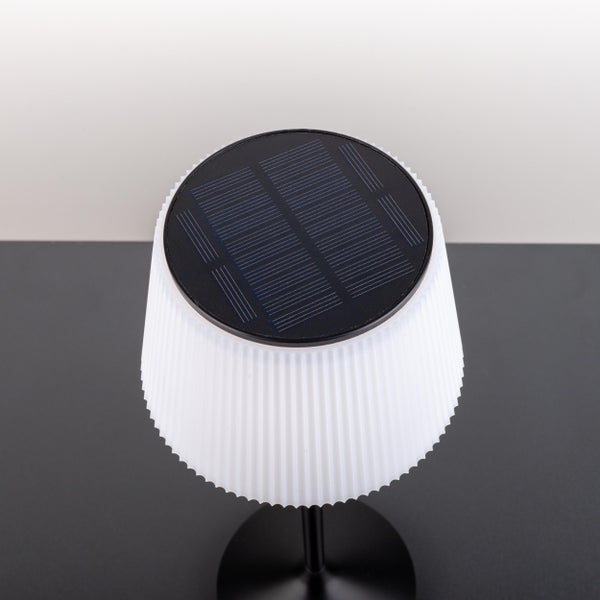 LED Leuchte EMMI für Außen und Innen, Tischlampe aus Metall und Kunststoff , mit fest verbauten LEDs, LED Tischlampe für Balkon, Terrasse, Garten, Wohnzimmer, Wintergarten, ca. 38 cm hoch