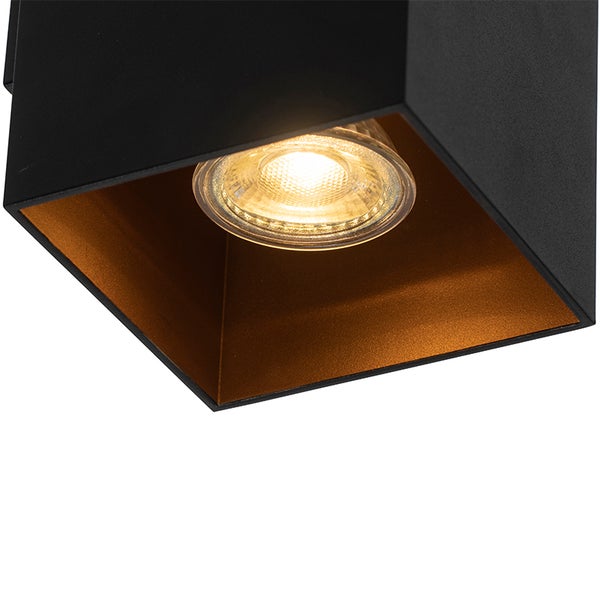 Design-Wandleuchte quadratisch schwarz mit goldener Innenseite - Sab