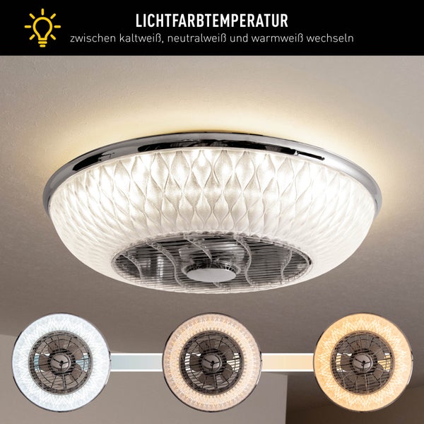 LED Deckenleuchte VIENTO mit Ventilator,  aus Metall und Kunststoff, mit integrierten LEDs, Beleuchtung für Wohnräume oder Büro