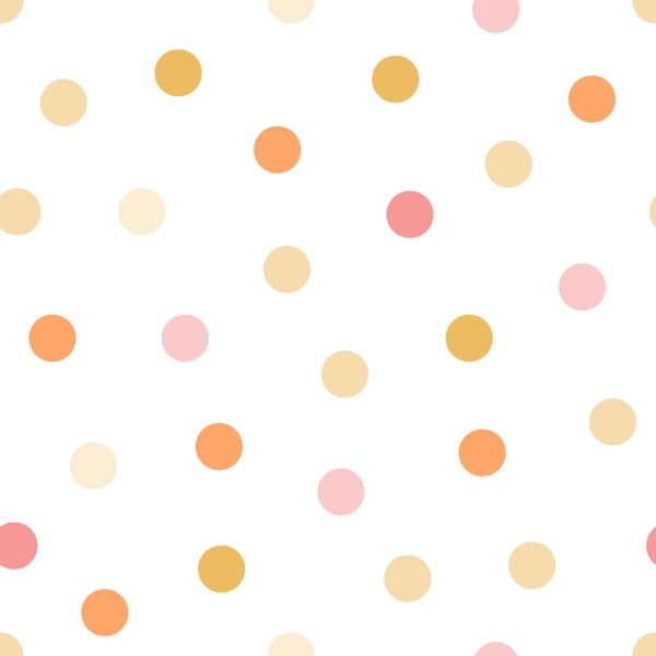 ESTAhome Tapete Punktmuster Gelb, Orange und Rosa - 50 x 900 cm - 131623