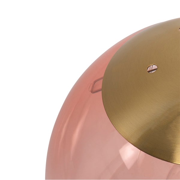Art Deco Hängelampe Messing mit rosa Glas 3-Licht - Pallon Mezzi