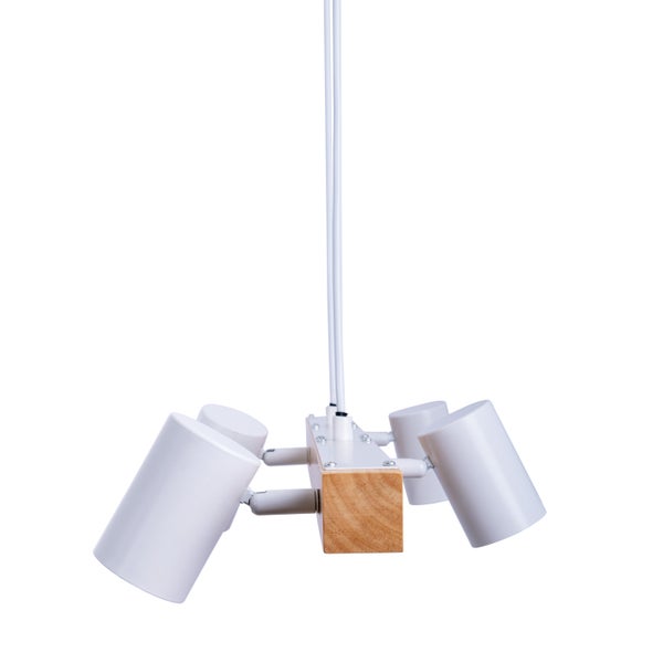 Hängelampe mit vier Strahlern und Holzdetail