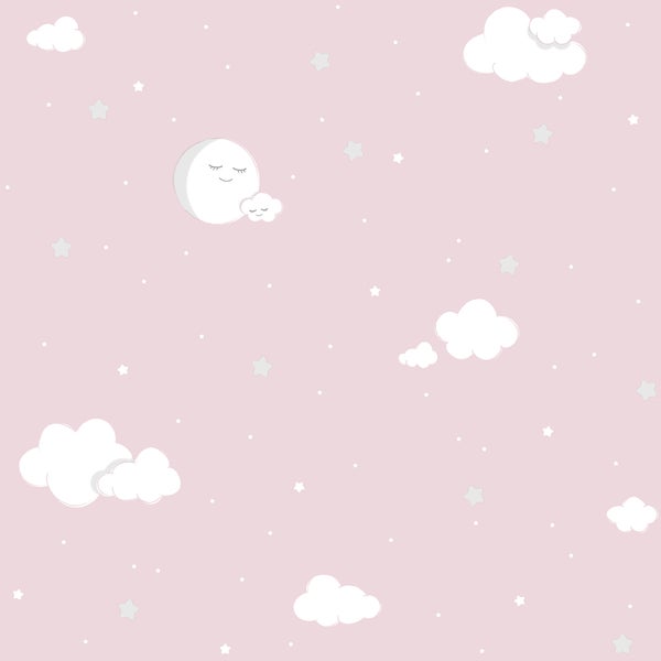 Sanders und Sanders Tapete kleine Wolken Rosa und Weiß - 53 cm x 10 m - 640558