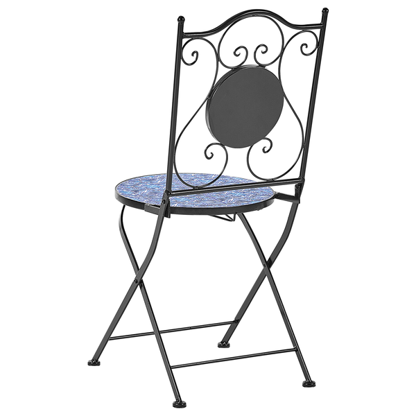 Gartenstuhl aus Metall mit Mosaiksitzfläche