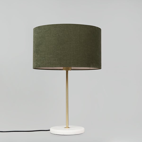 Messing Tischlampe mit grünem Schirm 35 cm - Kaso