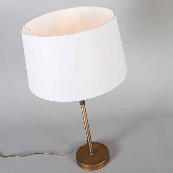 Tischlampe Bronze mit Schirm weiß 35 cm verstellbar - Parte