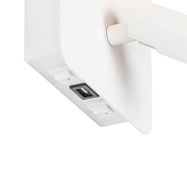 Moderne Wandleuchte weiß inkl. LED mit USB und Leselampe - Robin