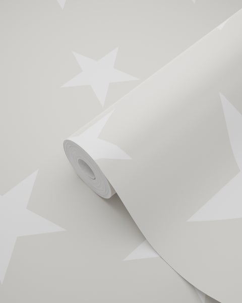 ESTAhome Tapete große und kleine Sterne Hellgrau und Weiß - 53 cm x 10.05 m - 128866