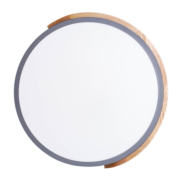 LED Deckenleuchte BORNEO, Ø 31 cm aus Metall und Kunststoff in Grau, integrierte LEDs, Beleuchtung für Wohnräume, Diele und Büro