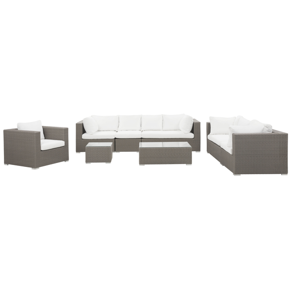 Lounge Set mit Tisch 8-Sitzer MAESTRO modular Polyrattan Taupe